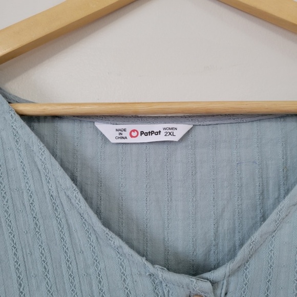 2X Cotton Blue Button Down Dress - Picture 5 of 6